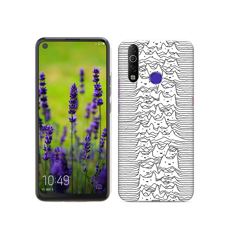

Чехол MyPads Tocco для Tecno Camon 12 Air черно белые коты 3D, Прозрачный, Tocco