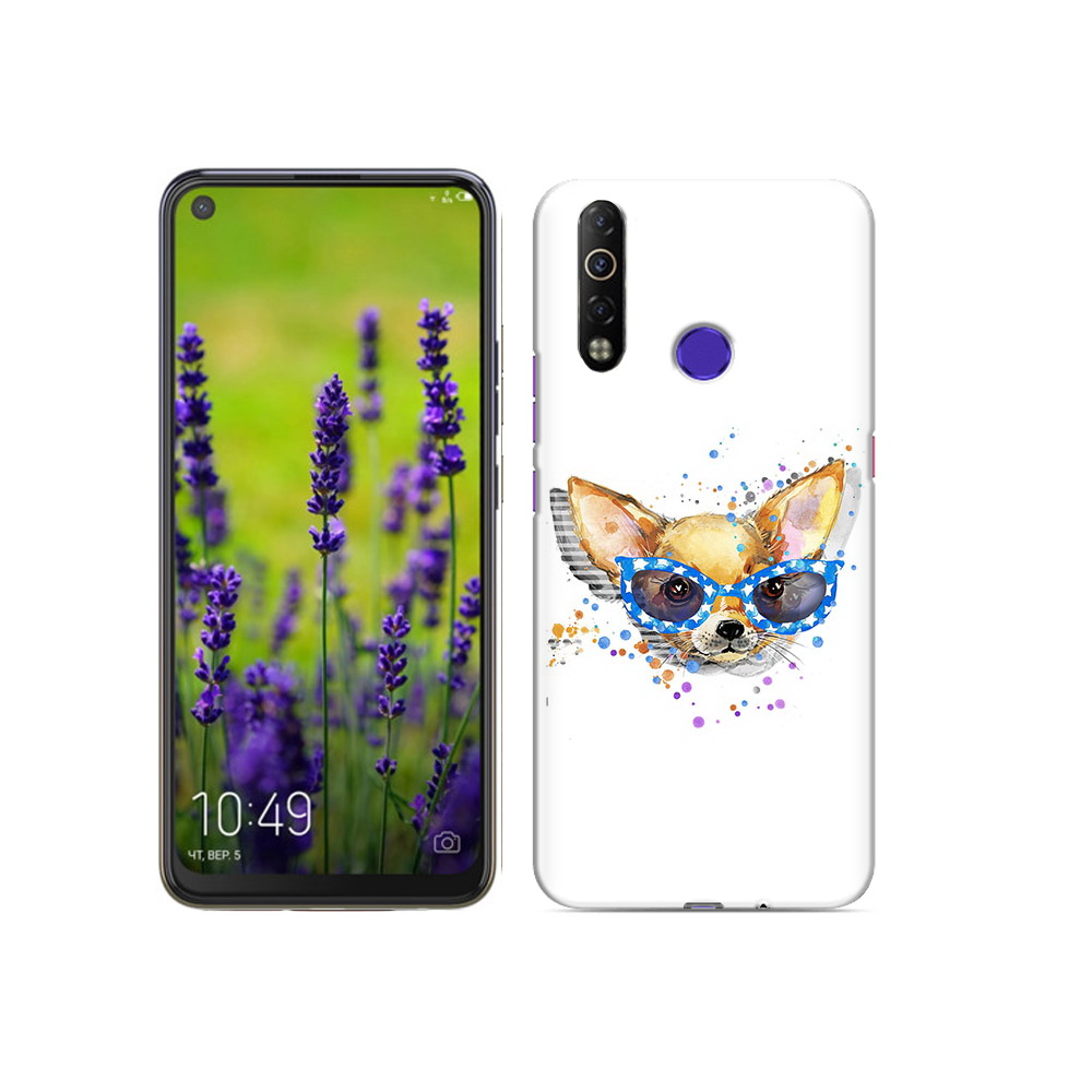 

Чехол MyPads Tocco для Tecno Camon 12 Air чихуа-хуа в очках, Прозрачный, Tocco