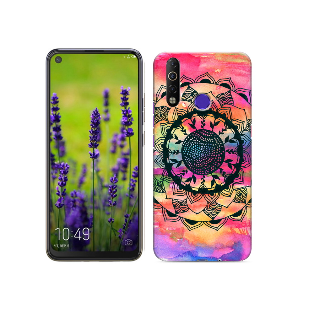 

Чехол MyPads Tocco для Tecno Camon 12 Air яркая абстракция круглый цветок, Прозрачный, Tocco