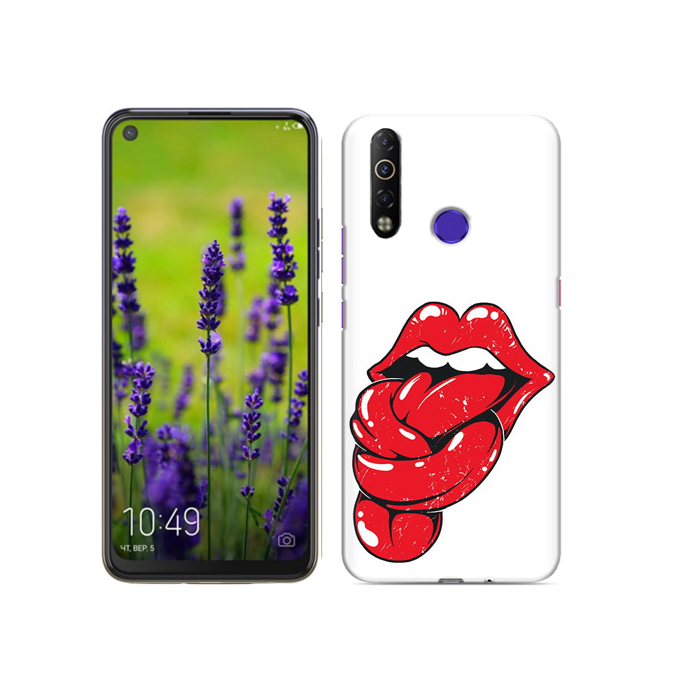 

Чехол MyPads Tocco для Tecno Camon 12 Air яркие губы с языком, Прозрачный, Tocco