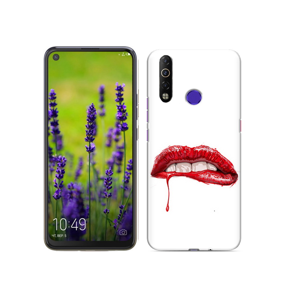 

Чехол MyPads Tocco для Tecno Camon 12 Air яркие красные губы, Прозрачный, Tocco