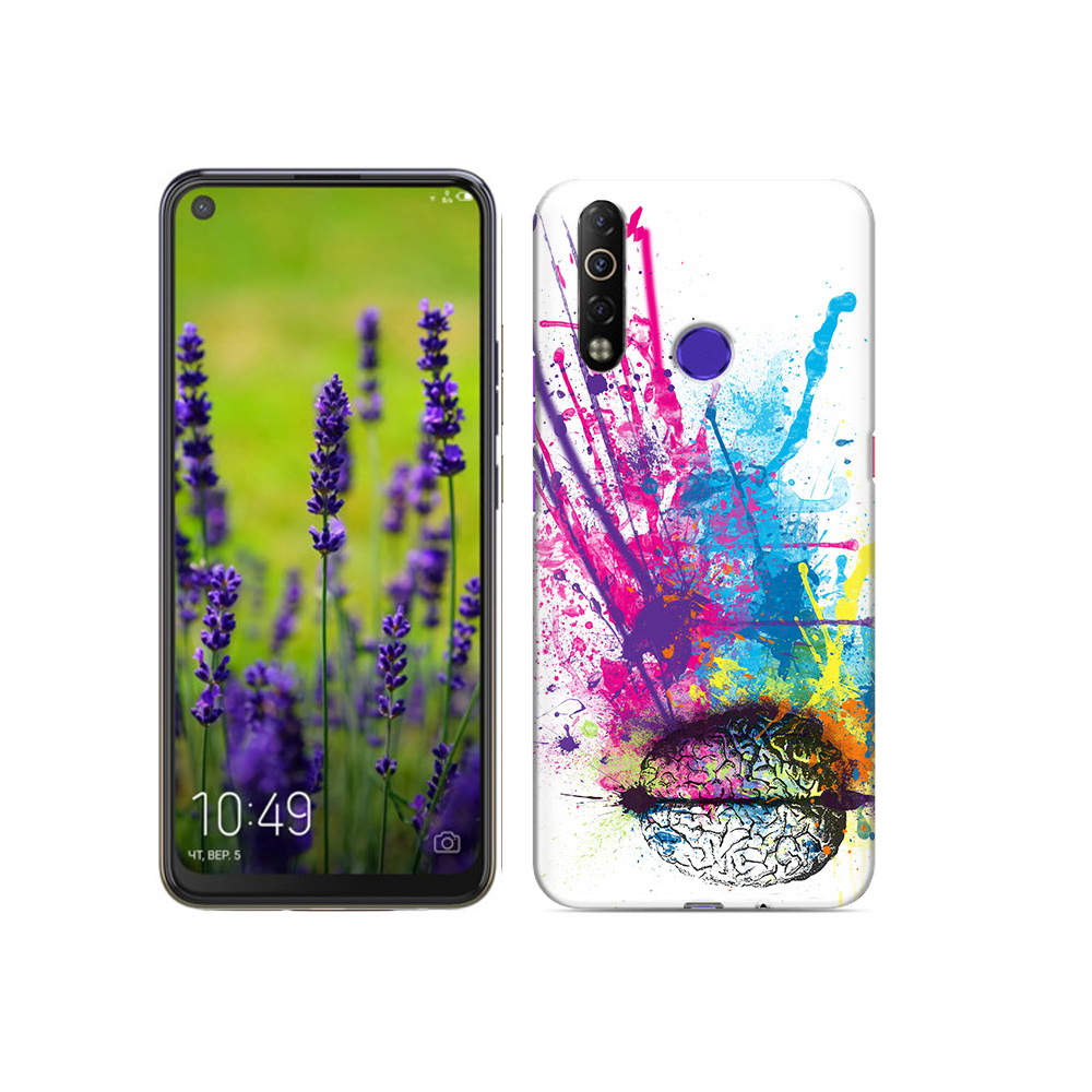 

Чехол MyPads Tocco для Tecno Camon 12 Air яркий красочный мозг, Прозрачный, Tocco