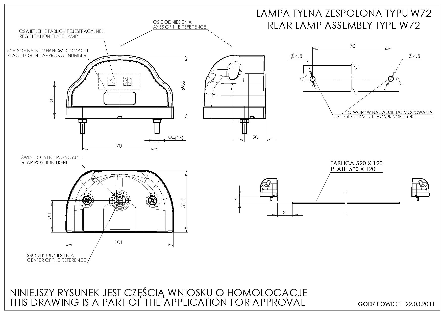 Подсветка Номера, Задний Габарит 1015960 M4 Led Красный Корпус, Защел. Was 409Jw72