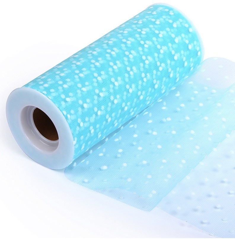 

Фатин средней жесткости в шпульках, цвет: 015 голубой в белый горох, 150 мм x 22,86 м, арт