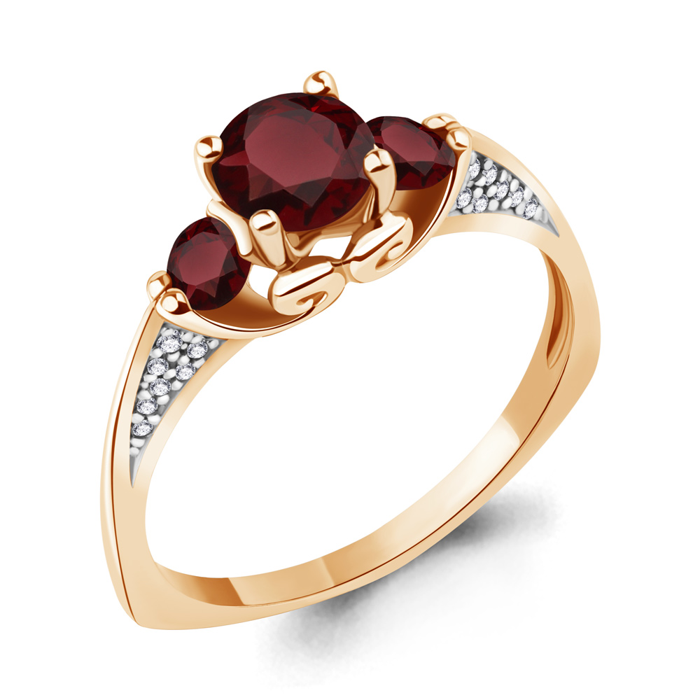 

Кольцо из серебра с гранатом р.  Aquamarine 6399003А_925_з, 6399003А_925_з
