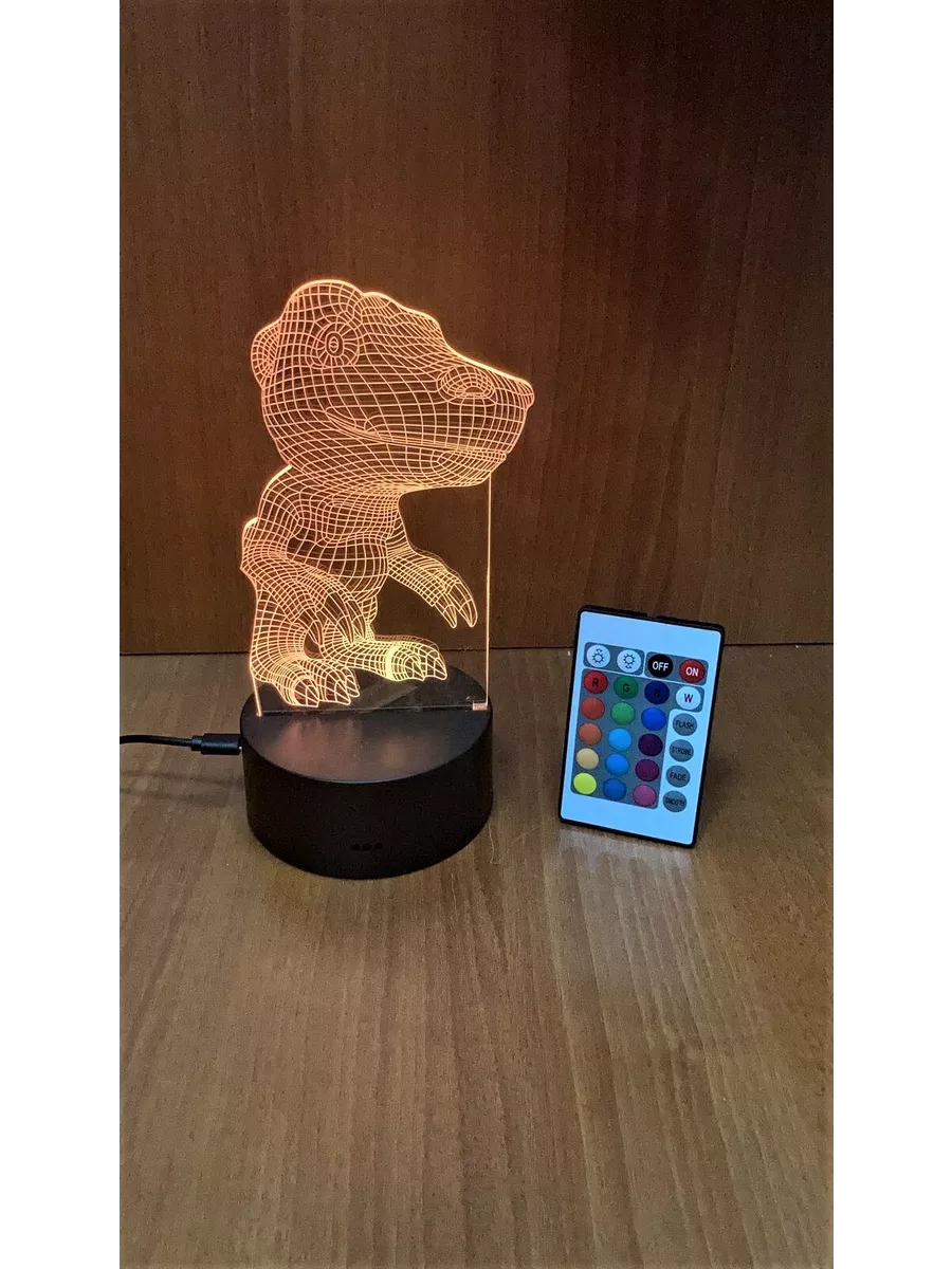 

3D Светильник с пультом Крокодил 19й, 02-ва19