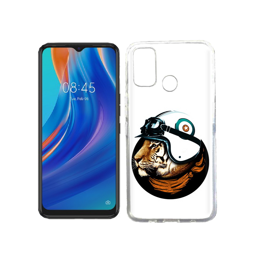 

Чехол MyPads Tocco для Tecno Spark 7T Тигр в шлеме, Прозрачный, Tocco