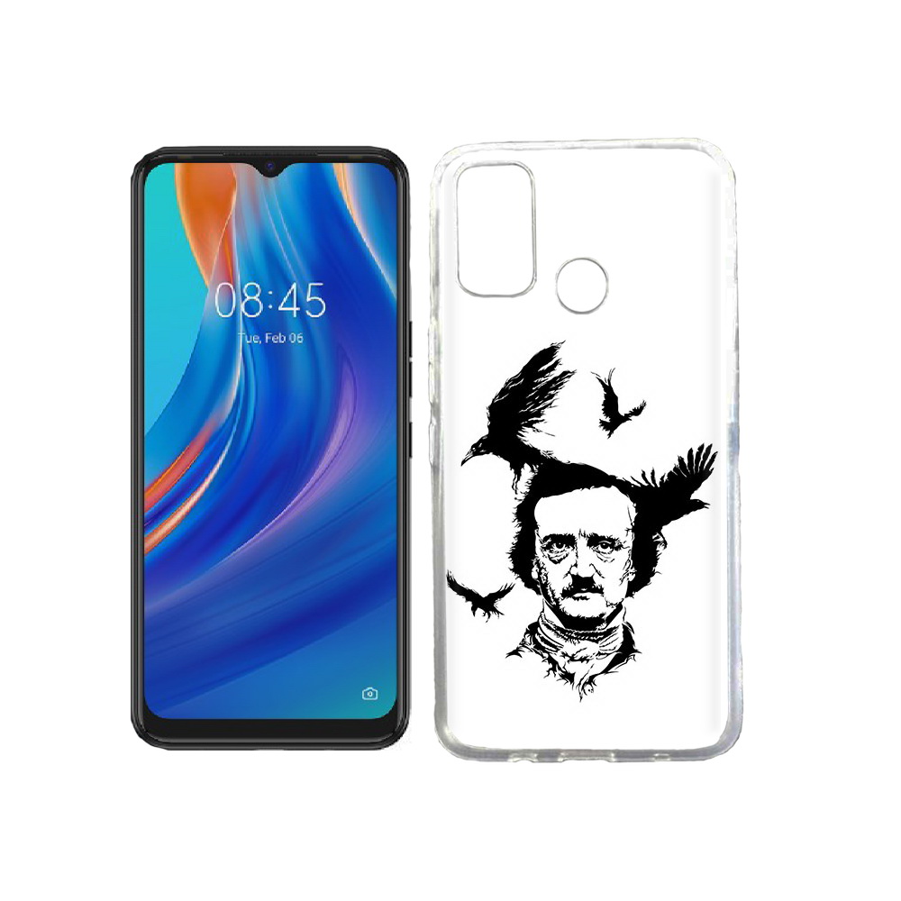 

Чехол MyPads Tocco для Tecno Spark 7T Эдгар Аллан черно белый, Прозрачный, Tocco