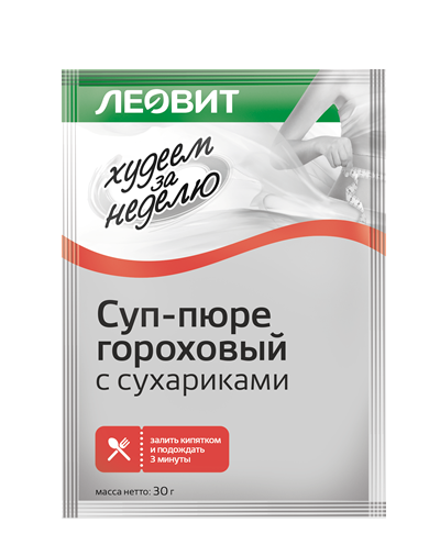 Суп-пюре Леовит Худеем за неделю Гороховый с сухариками 30 г