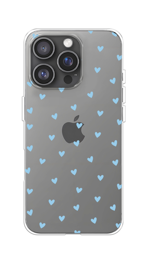 

Чехол на Apple iPhone 16 Pro "Голубые сердечки паттерн", Голубой;прозрачный, 16250-1