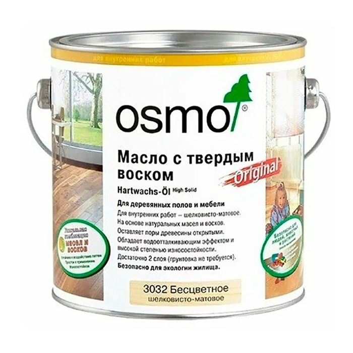 

Osmo Масло с твердым воском Hartwachs-Ol Original (0,005 л Бесцветное глянцевое ), Прозрачный