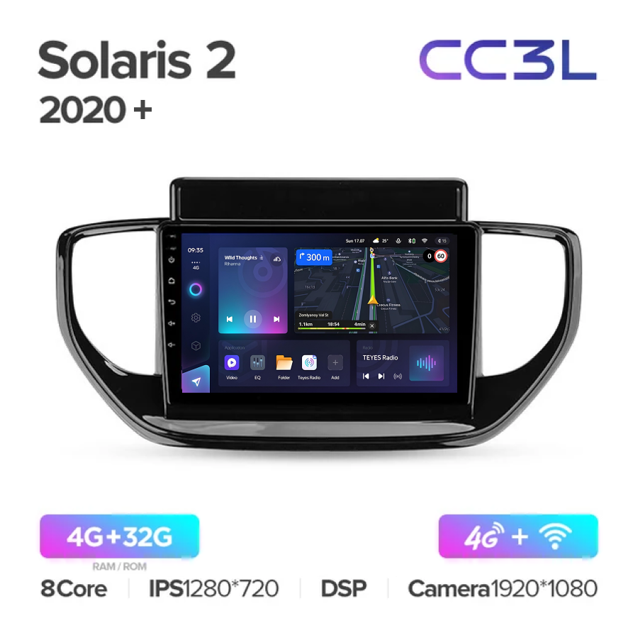 

Магнитола Teyes CC3L Hyundai Solaris 2020+ 4+32Gb, CC3L