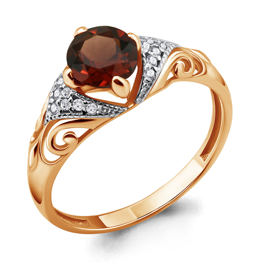 

Кольцо из серебра с гранатом р. 17,5 Aquamarine 6399303А_925_з, 6399303А_925_з