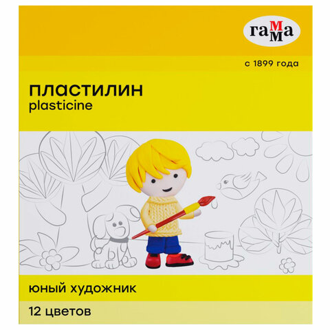 

Пластилин ГАММА "Юный художник NEW", 12 цветов, 168 г, со стеком, 280045, (3шт.), Разноцветный