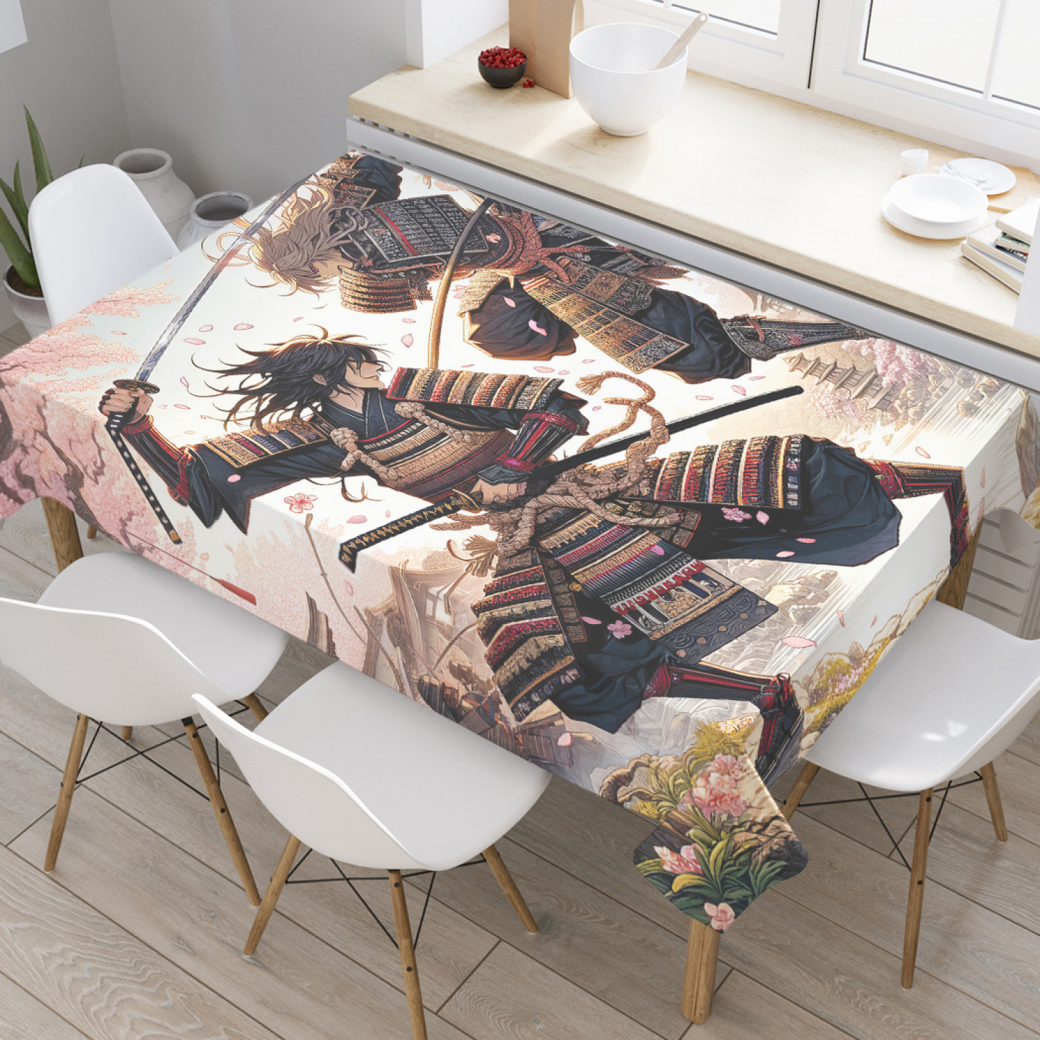 

Скатерть JoyArty Самураи 120х145, tcox_sd1394_120x145, Розовый