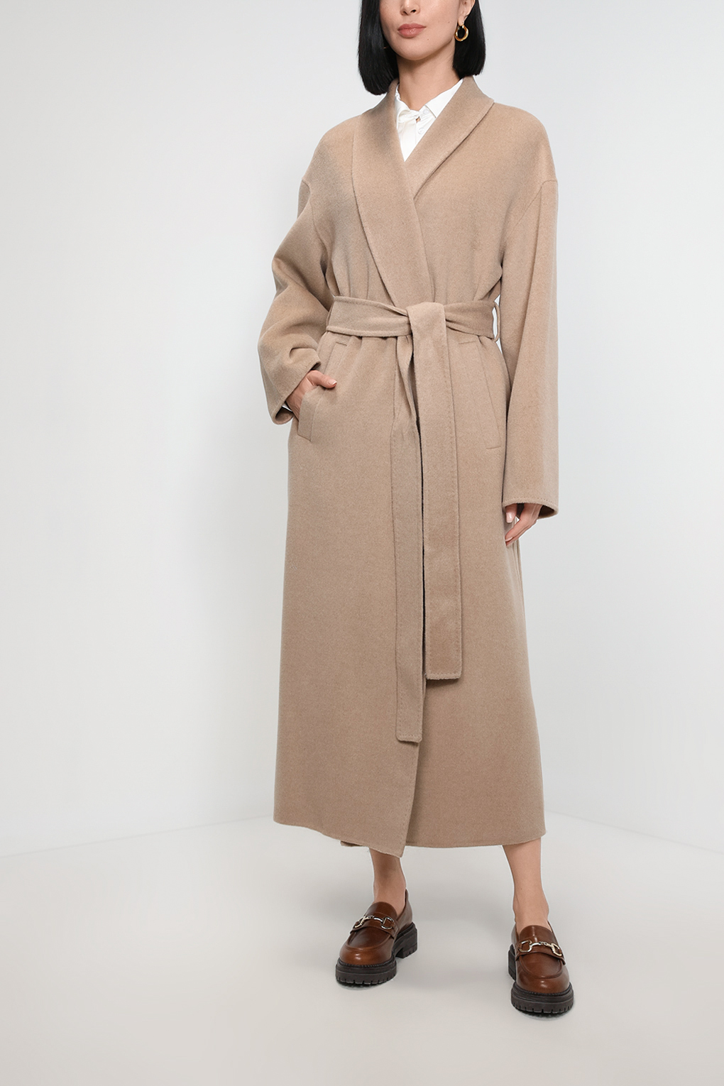 

Пальто женское SABRINA SCALA SS23016206-017 бежевое 44 RU, Бежевый, SS23016206-017