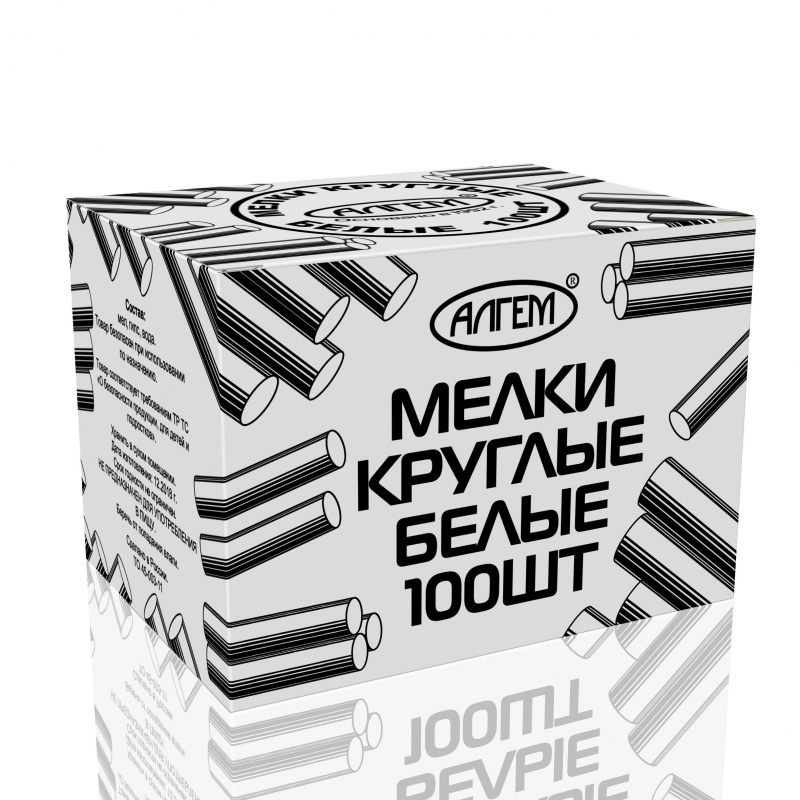 Мел школьный Алгем 100  шт белый круглый, МКБ 100, 2 шт