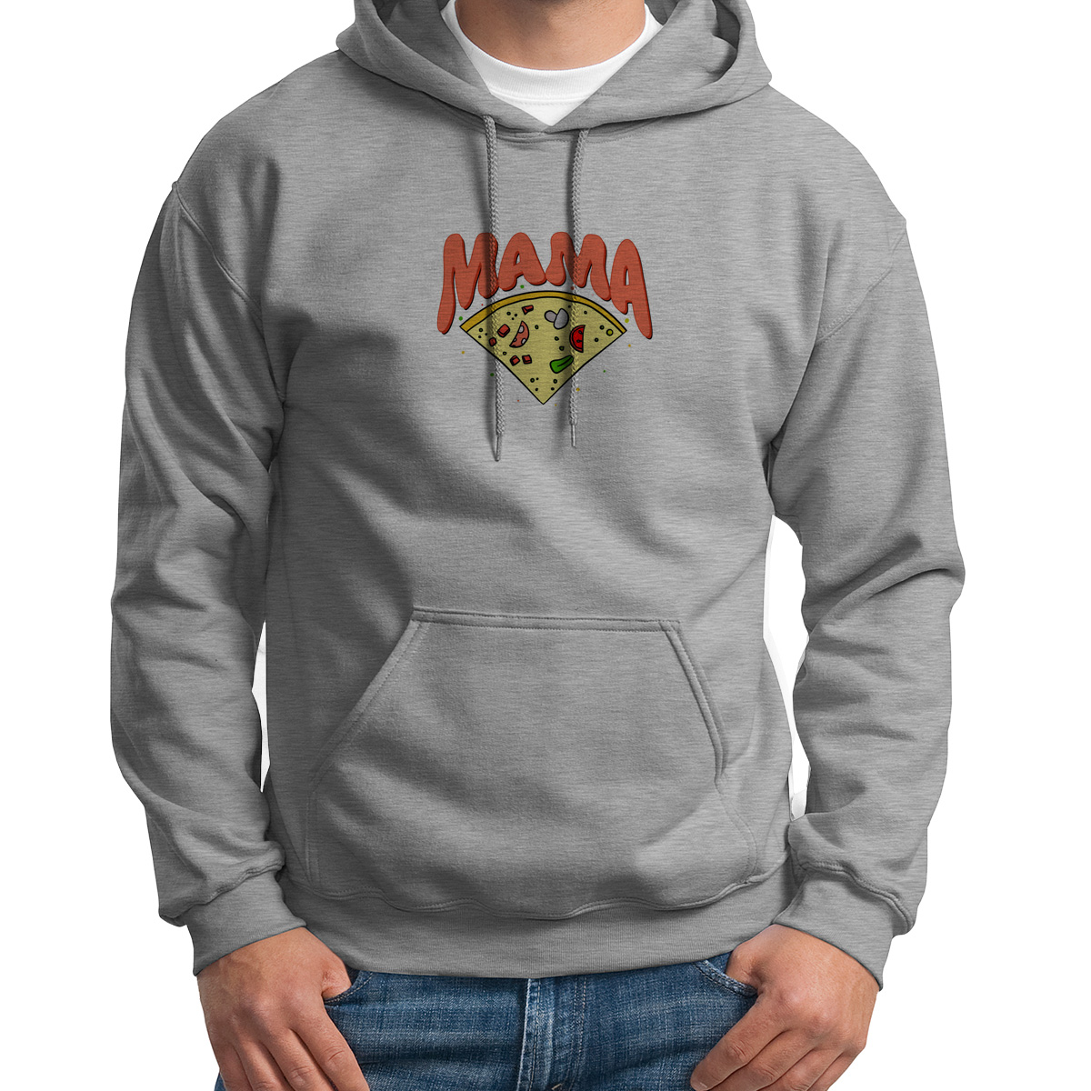 

Худи унисекс CoolPodarok Семья. Мама пицца серое 48 RU, Серый, 8S043536