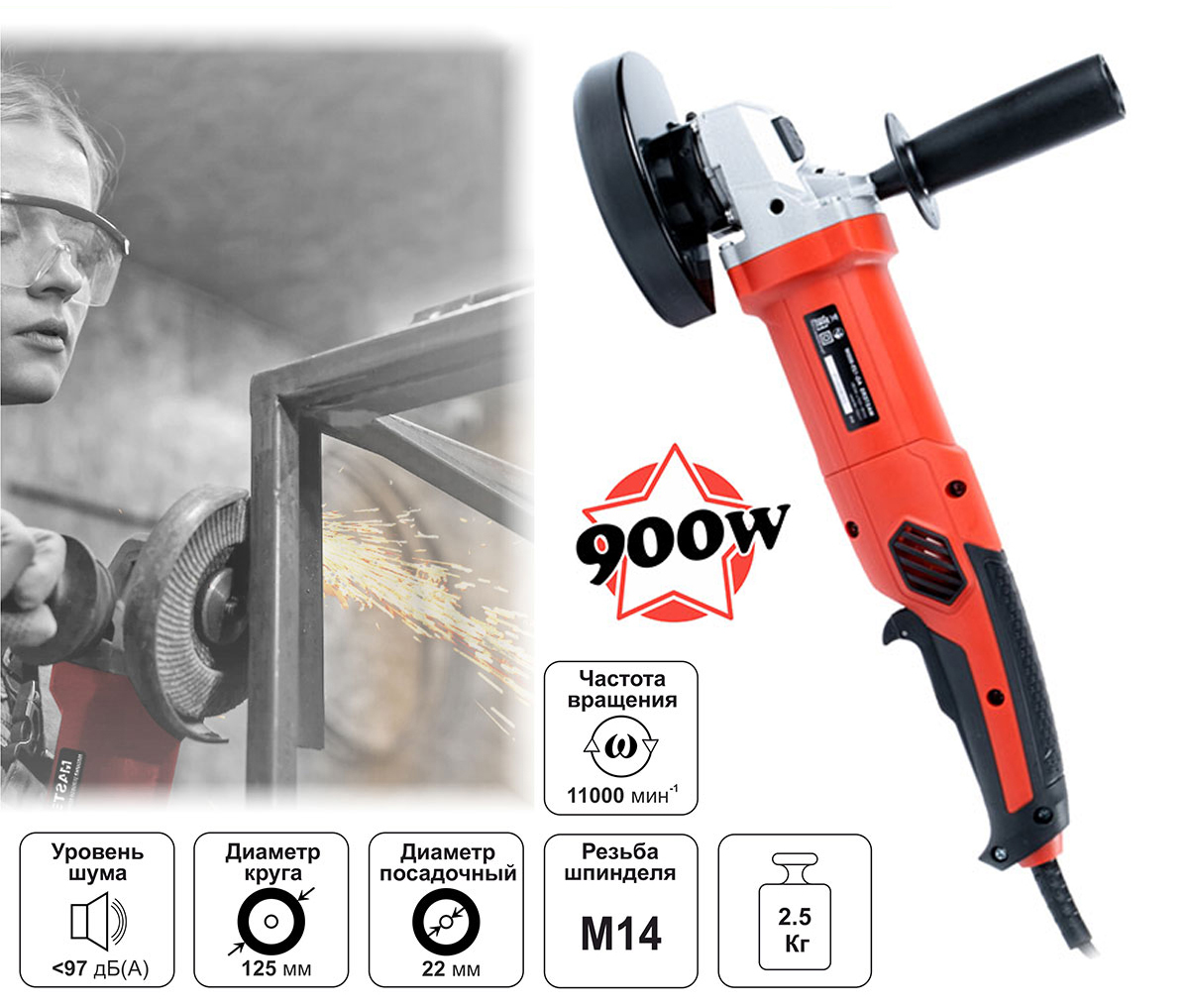 Угловая шлифмашина электрическая MASTERS AG-125900W 305000₽