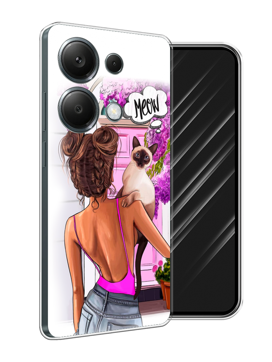 

Чехол Awog на Xiaomi Redmi Note 13 Pro 4G "Девушка с кошкой", Розовый;коричневый, 321650-1