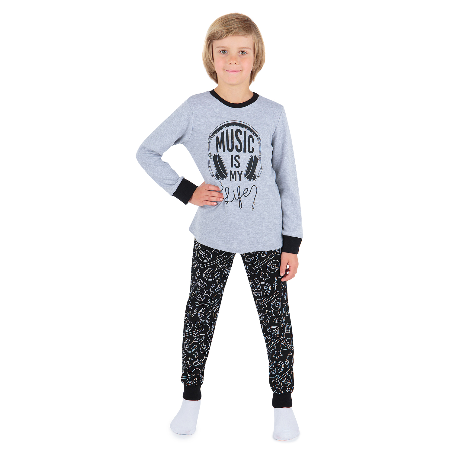 фото Пижама джемпер/брюки leader kids, цвет: серый р.134