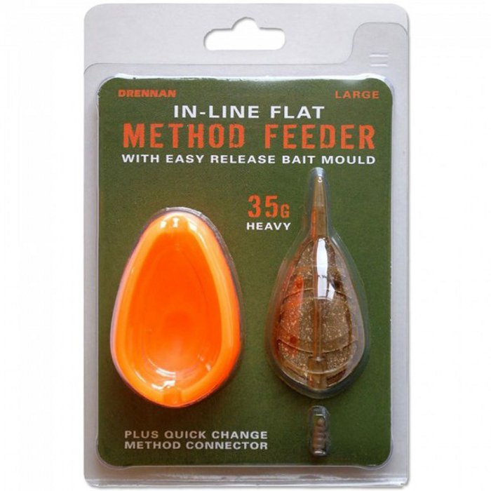 

Фидерная кормушка Drennan In-Line Flat Method Feeder & Mould Large капля, 35 г