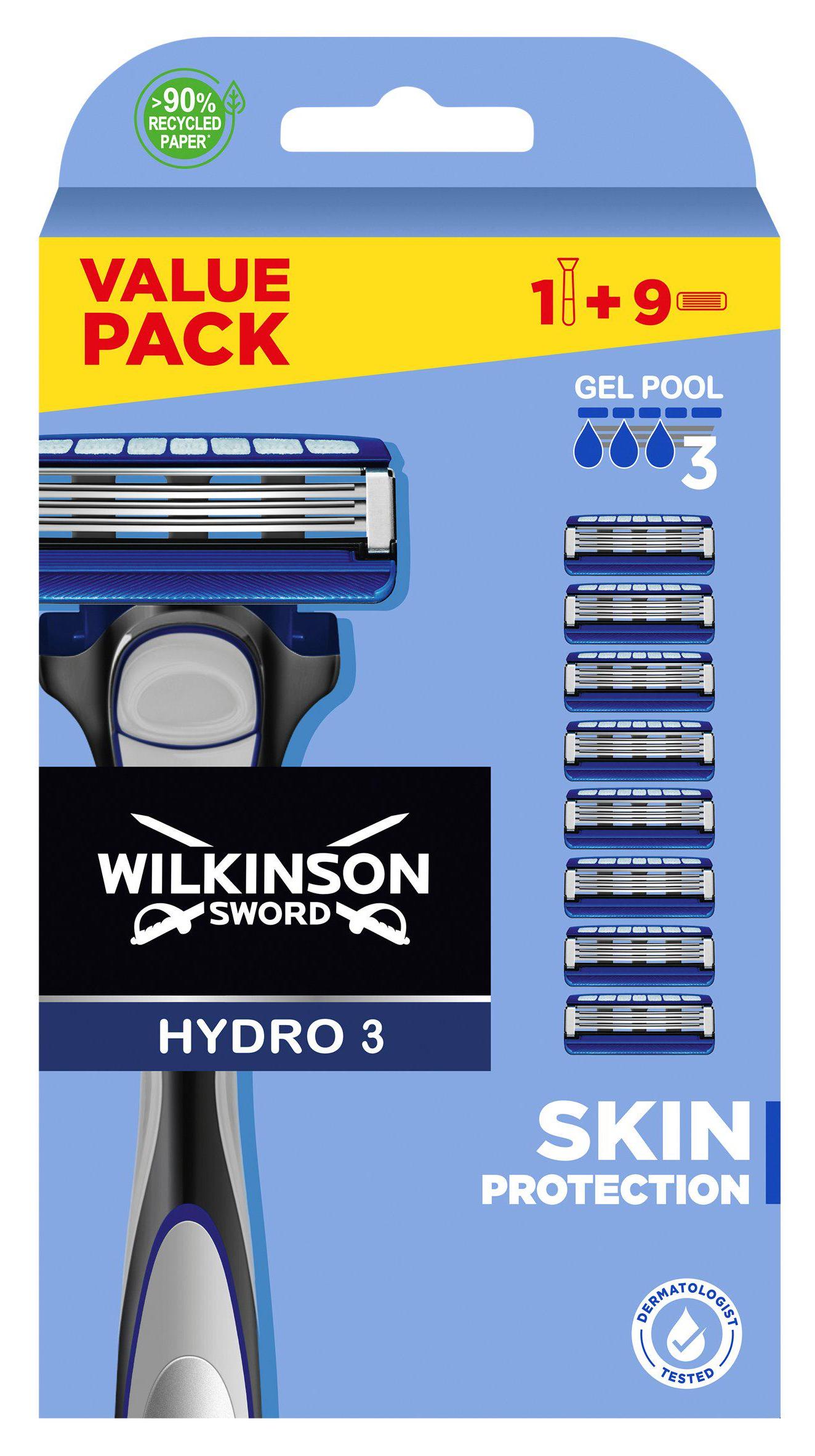 Бритвенный набор Wilkinson sword Hydro3 Бритвенный станок + сменные кассеты 9 шт. жиллетт станок бритвенный мак 3д 2 кассеты