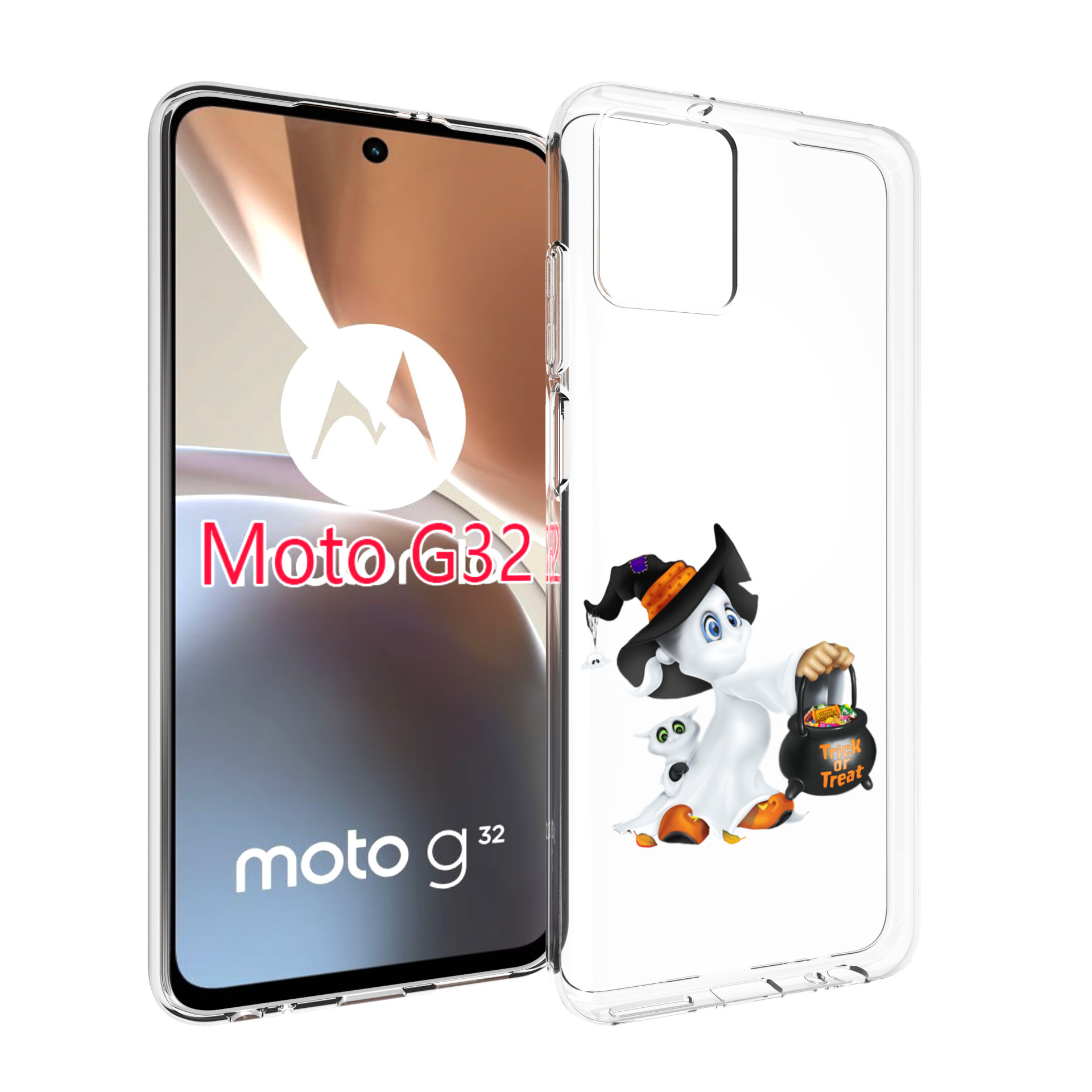 

Чехол MyPads Маленький призрак для Motorola Moto G32, Прозрачный, Tocco