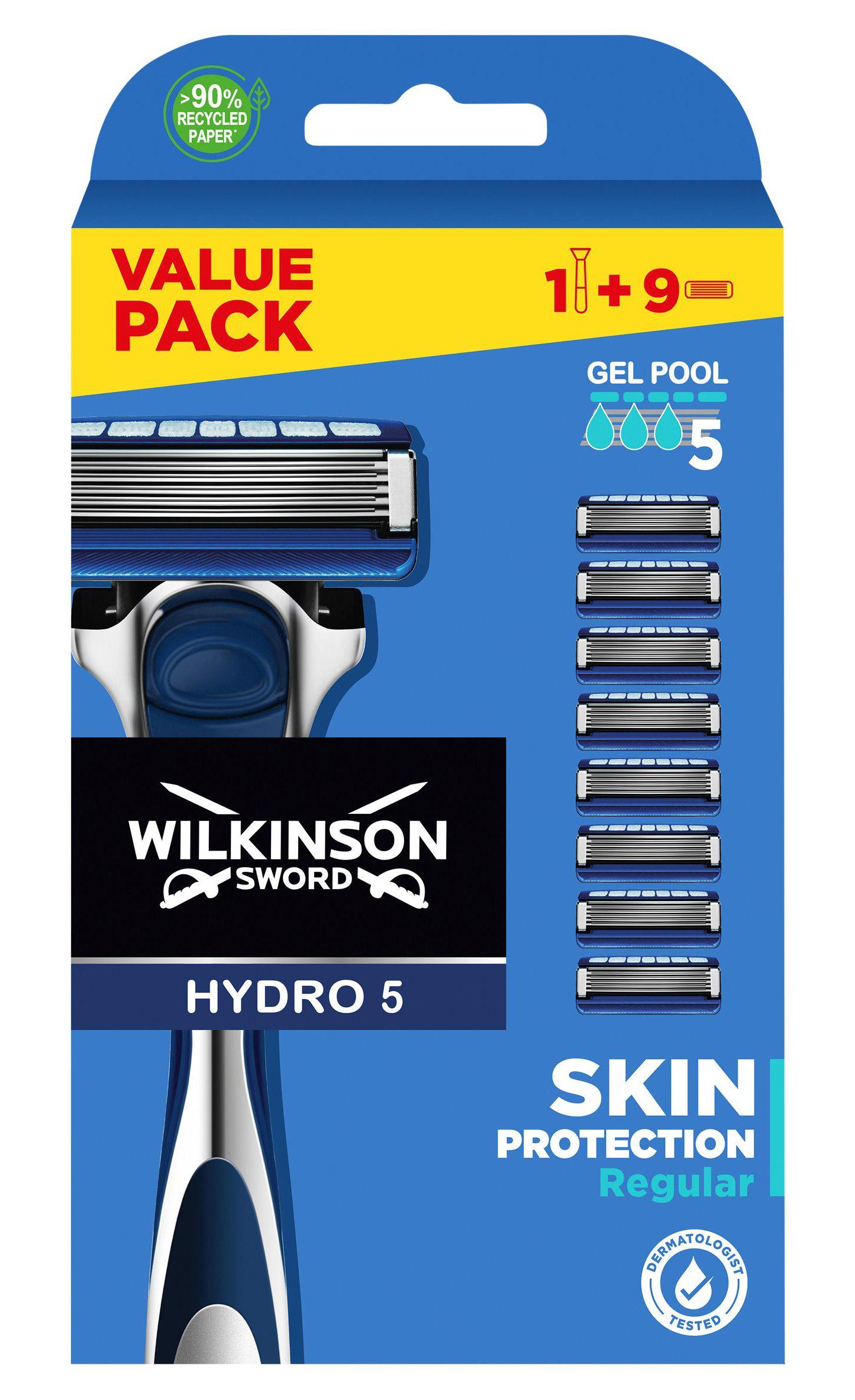 Бритвенный набор Hydro5 SKIN PROTECTION REGULAR Станок + 9 кассет бритвенный набор комплект 200 шт hotel крем для бритья станок саше флоупак 200012
