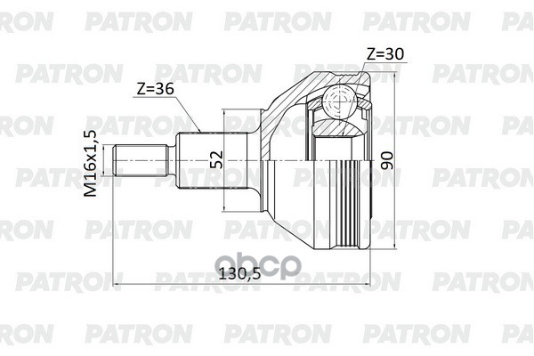 

ШРУС нар. 36х52х30 SKODA Rapid III (NH3) 12- / VW Polo Sedan 10- PATRON PCV2137