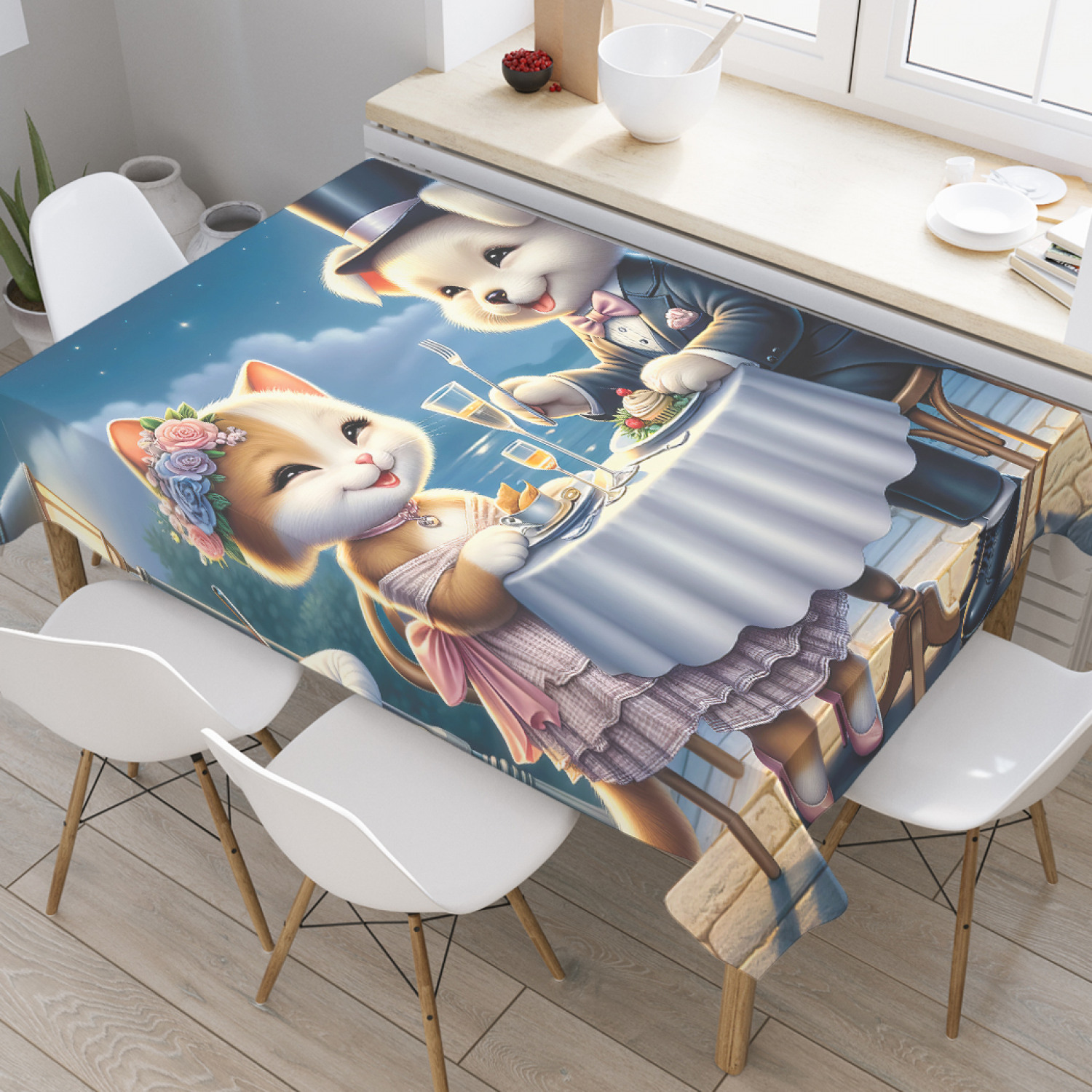 

Скатерть JoyArty Свидание при луне 120х145, tcox_429886_120x145, Серый