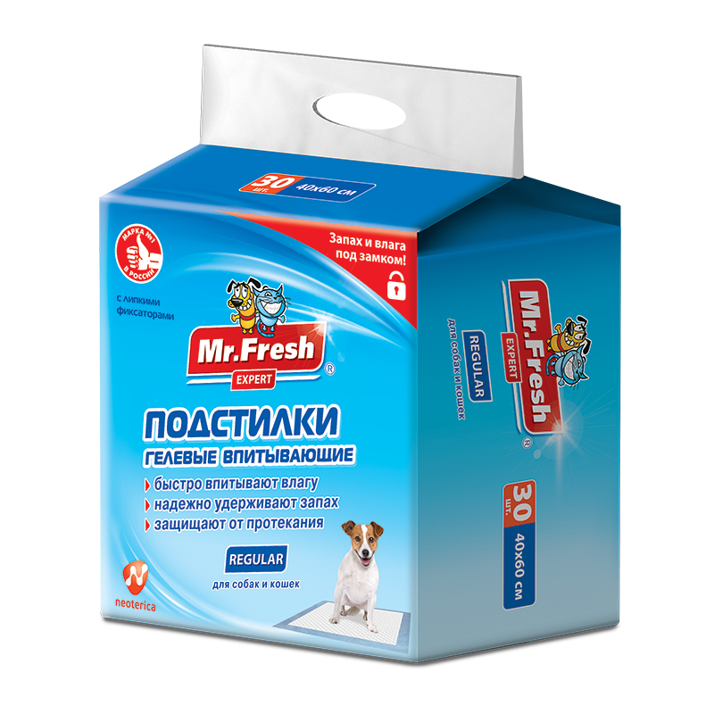 Пеленки для домашних животных Mr. Fresh для собак и кошек 30шт 60 x 40см 30шт