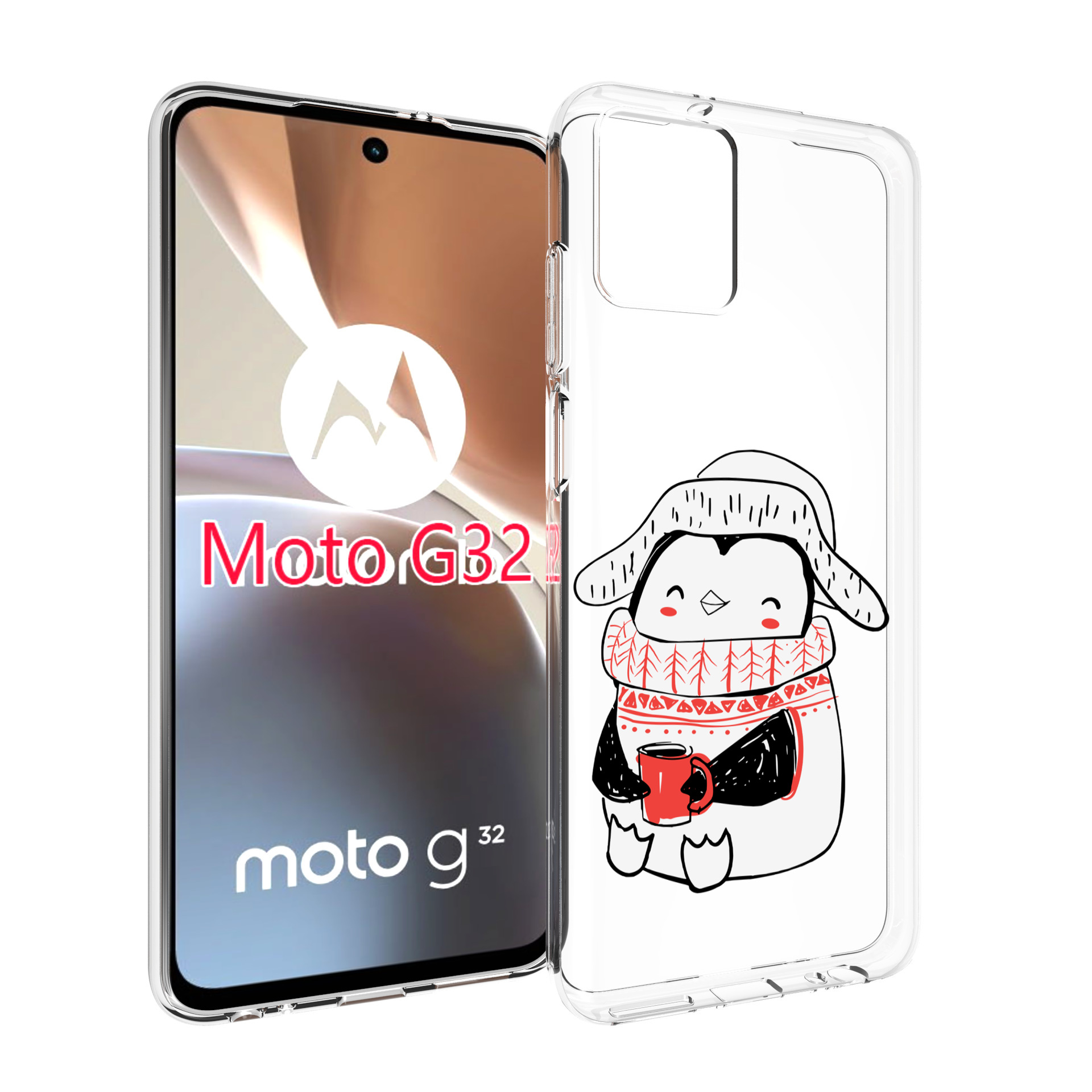 

Чехол MyPads Милый пингвин для Motorola Moto G32, Прозрачный, Tocco