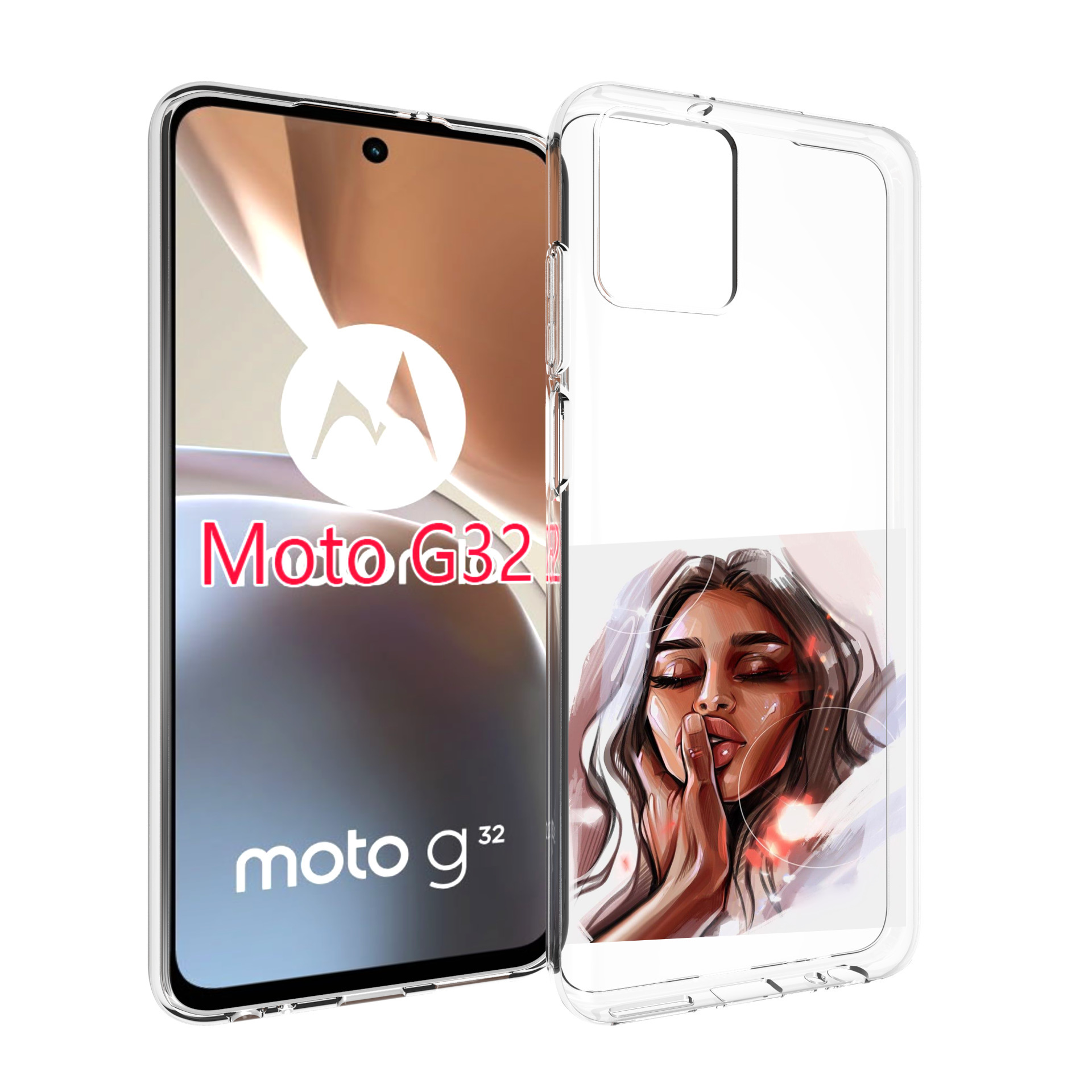 

Чехол MyPads Большие-губы женский для Motorola Moto G32, Прозрачный, Tocco
