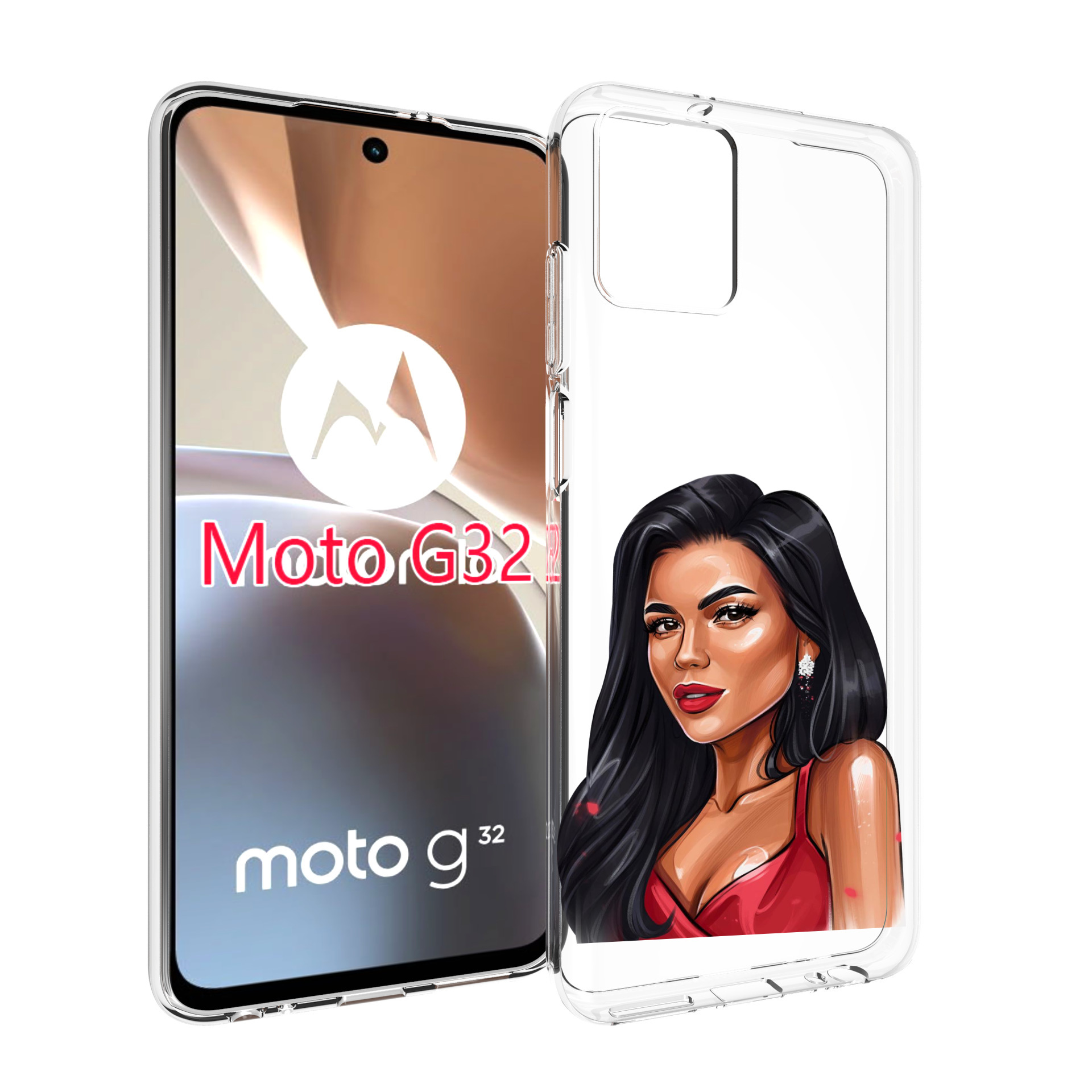 

Чехол MyPads Брюнетка-в-красном-платье для Motorola Moto G32, Прозрачный, Tocco