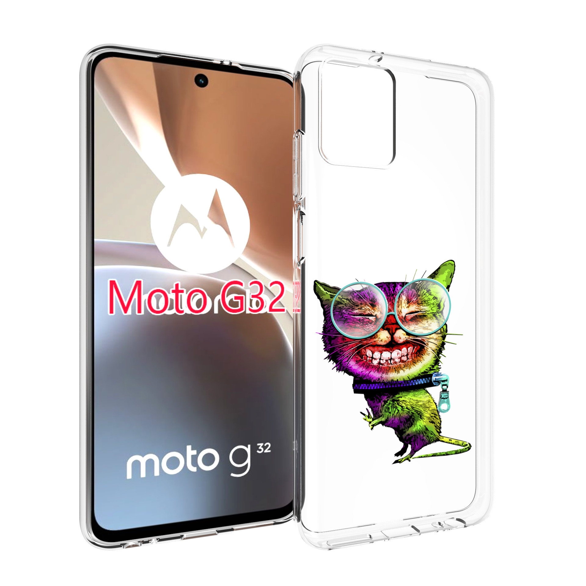 

Чехол MyPads Веселый кот для Motorola Moto G32, Прозрачный, Tocco
