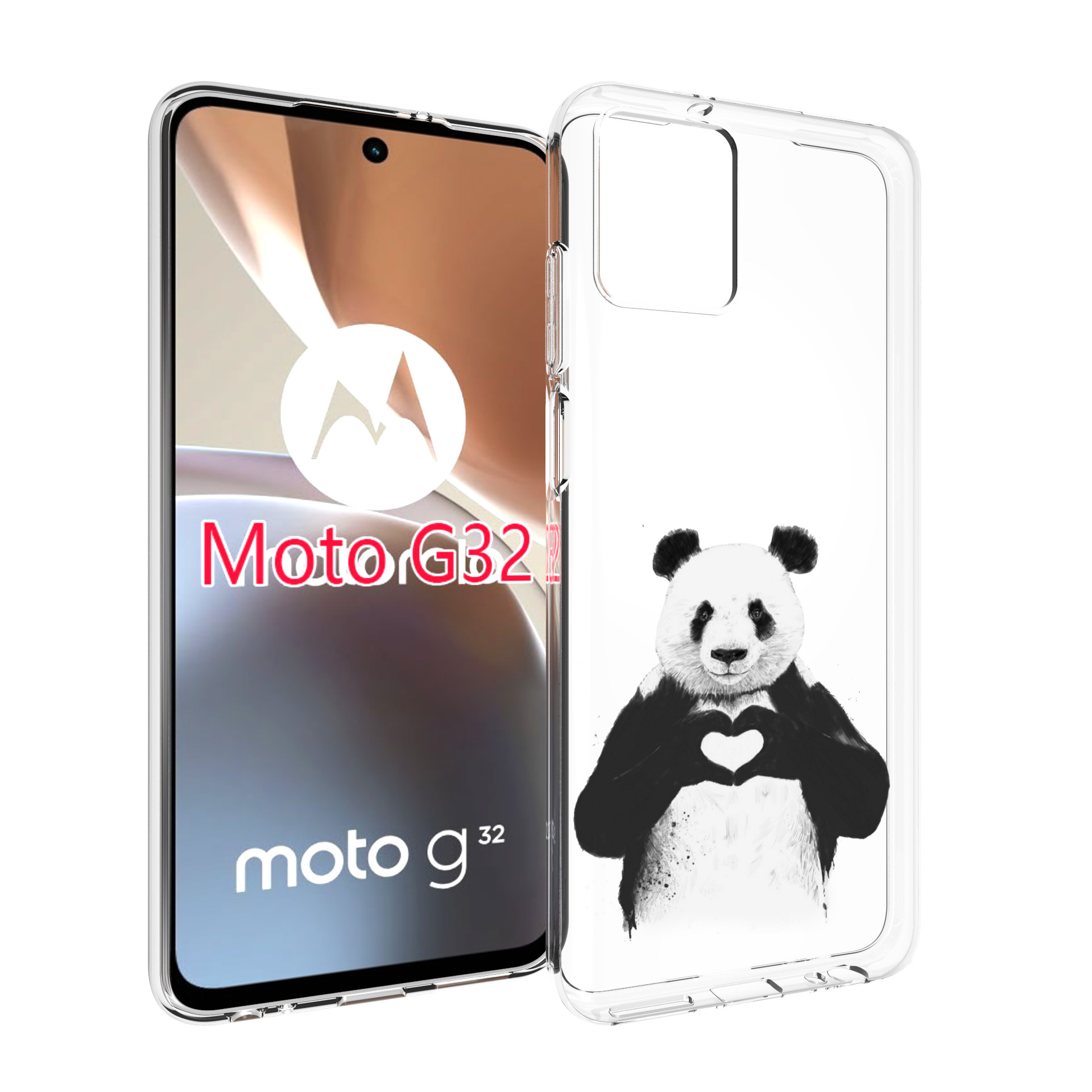 

Чехол MyPads Влюбленная панда для Motorola Moto G32, Прозрачный, Tocco