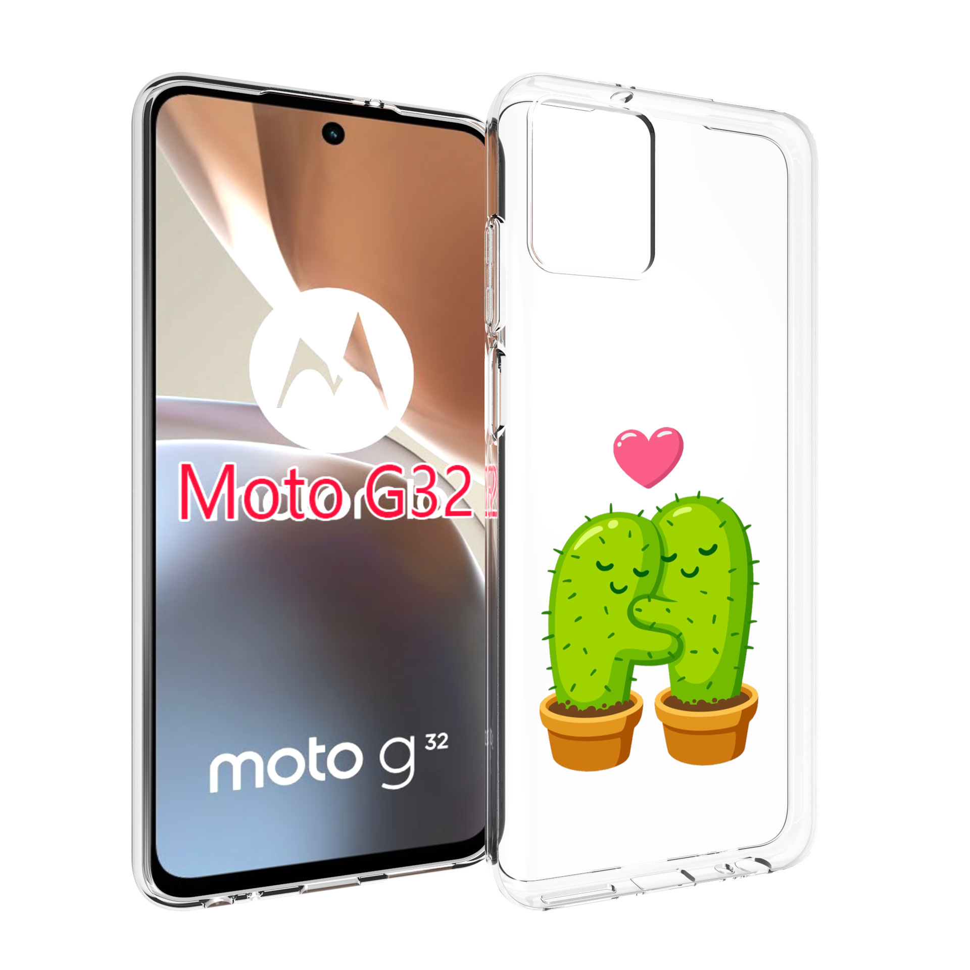 

Чехол MyPads Влюбленные-кактусы для Motorola Moto G32, Прозрачный, Tocco
