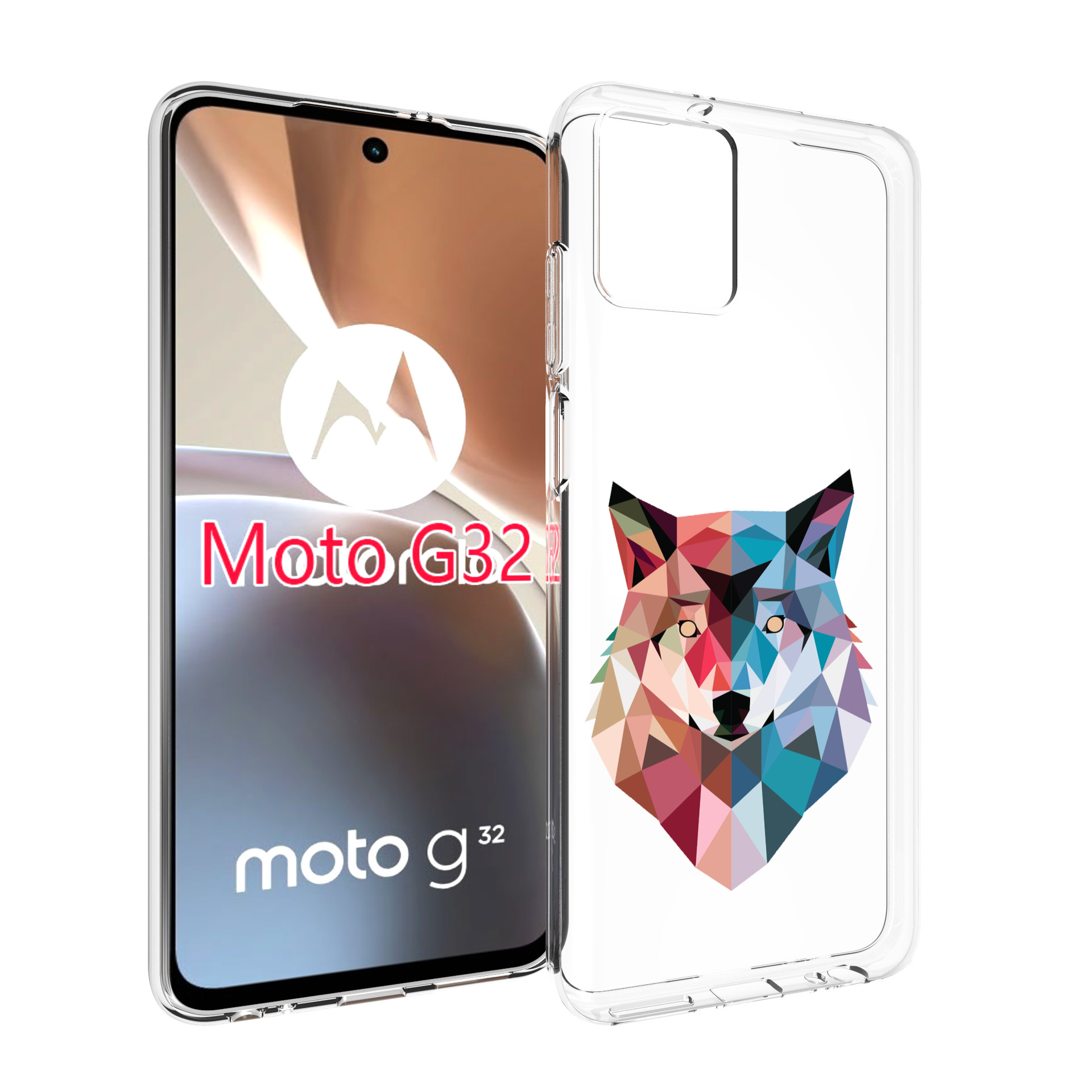 

Чехол MyPads Геометрический-волк для Motorola Moto G32, Прозрачный, Tocco