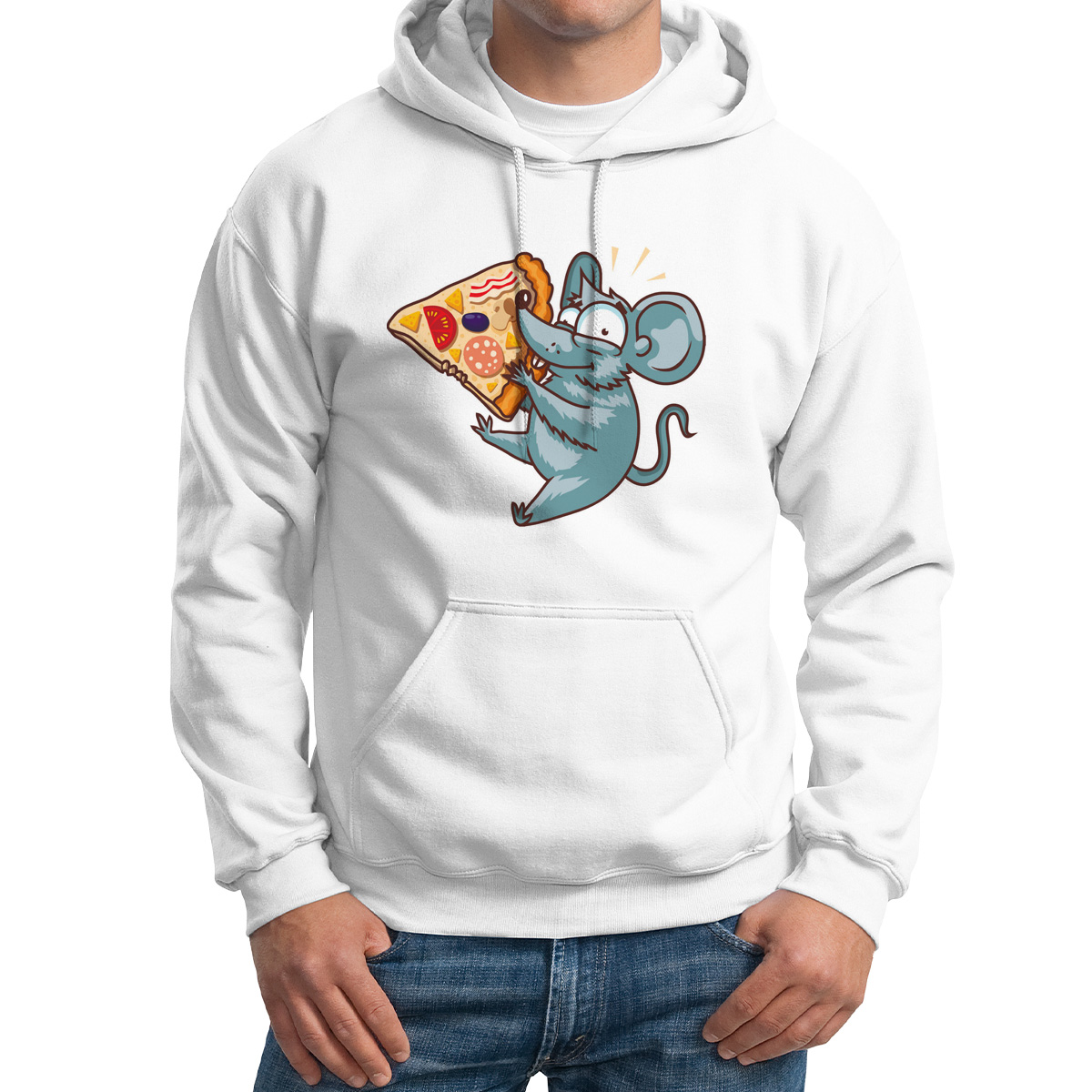 

Худи унисекс CoolPodarok Прикол Мышь с пиццей белое 56 RU, 6M015991