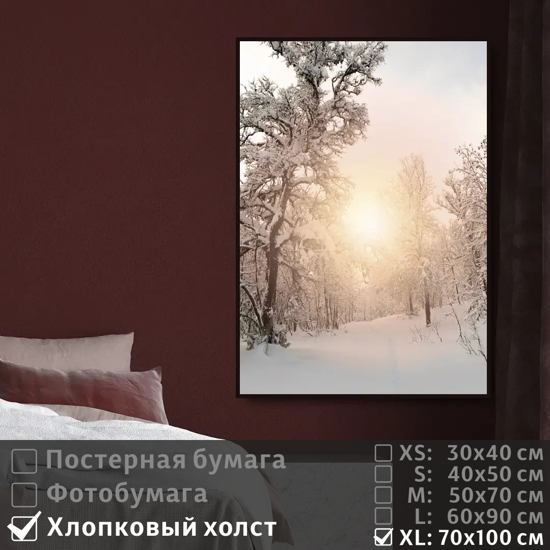 

Постер на холсте ПолиЦентр Лес зимний пейзаж 70х100 см, ЛесЗимнийПейзаж7