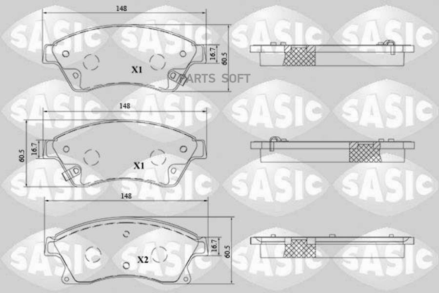 Тормозные колодки SASIC дисковые 6216215