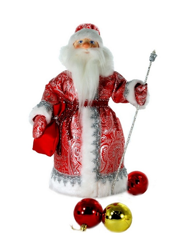 Кукла коллекционная Дедушка Мороз в парчовой шубе.