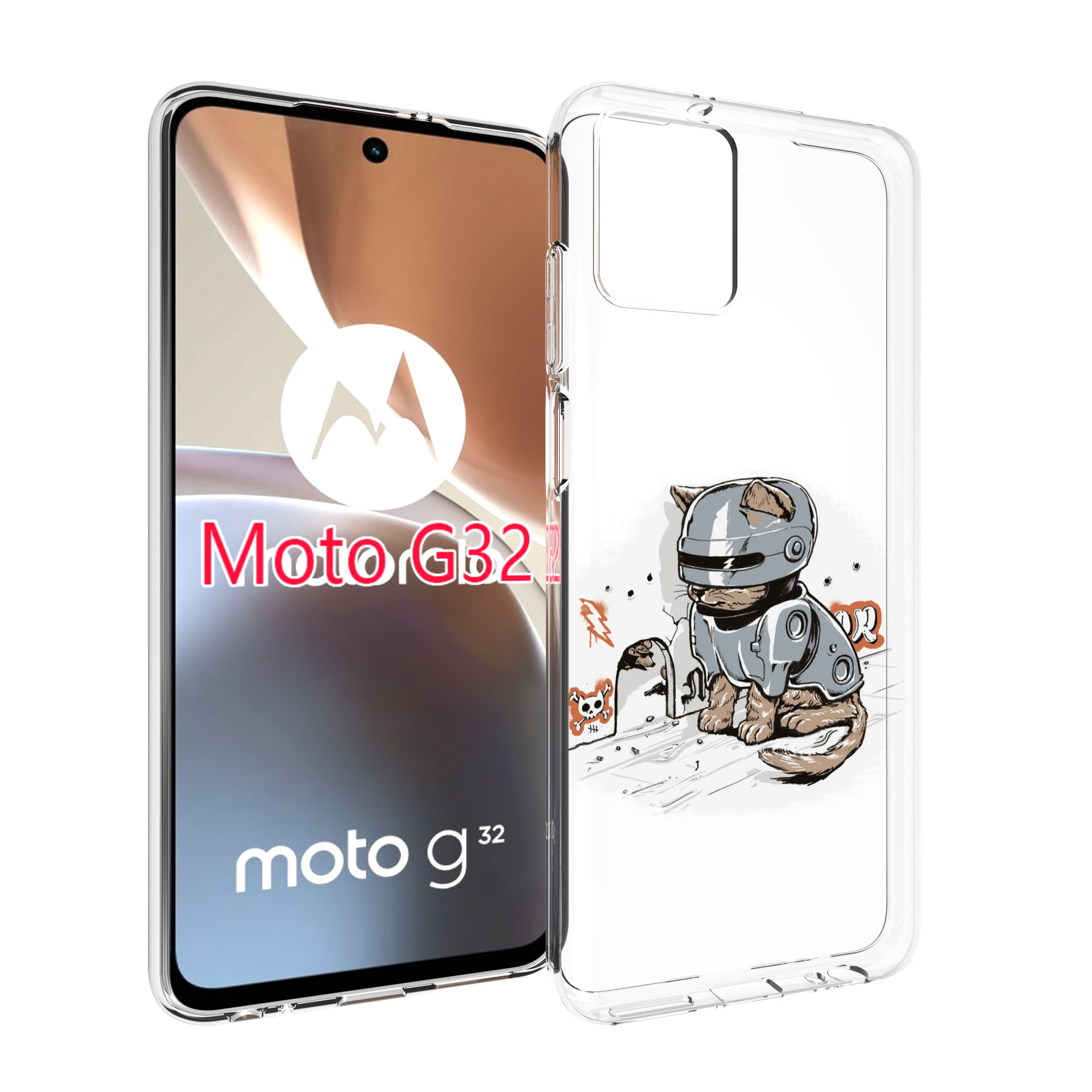 

Чехол MyPads Грозный кот для Motorola Moto G32, Прозрачный, Tocco