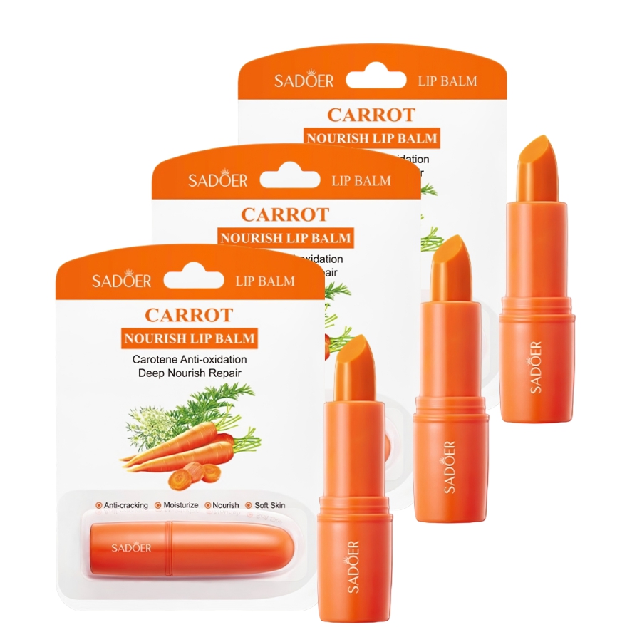 Комплект Увлажняющий бальзам для губ Sadoer с экстрактом моркови 3,5 г 3 шт