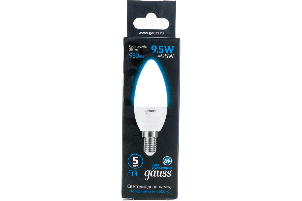 

Упаковка ламп LED GAUSS E14, свеча, 9.5Вт, 103101310, 10 шт.