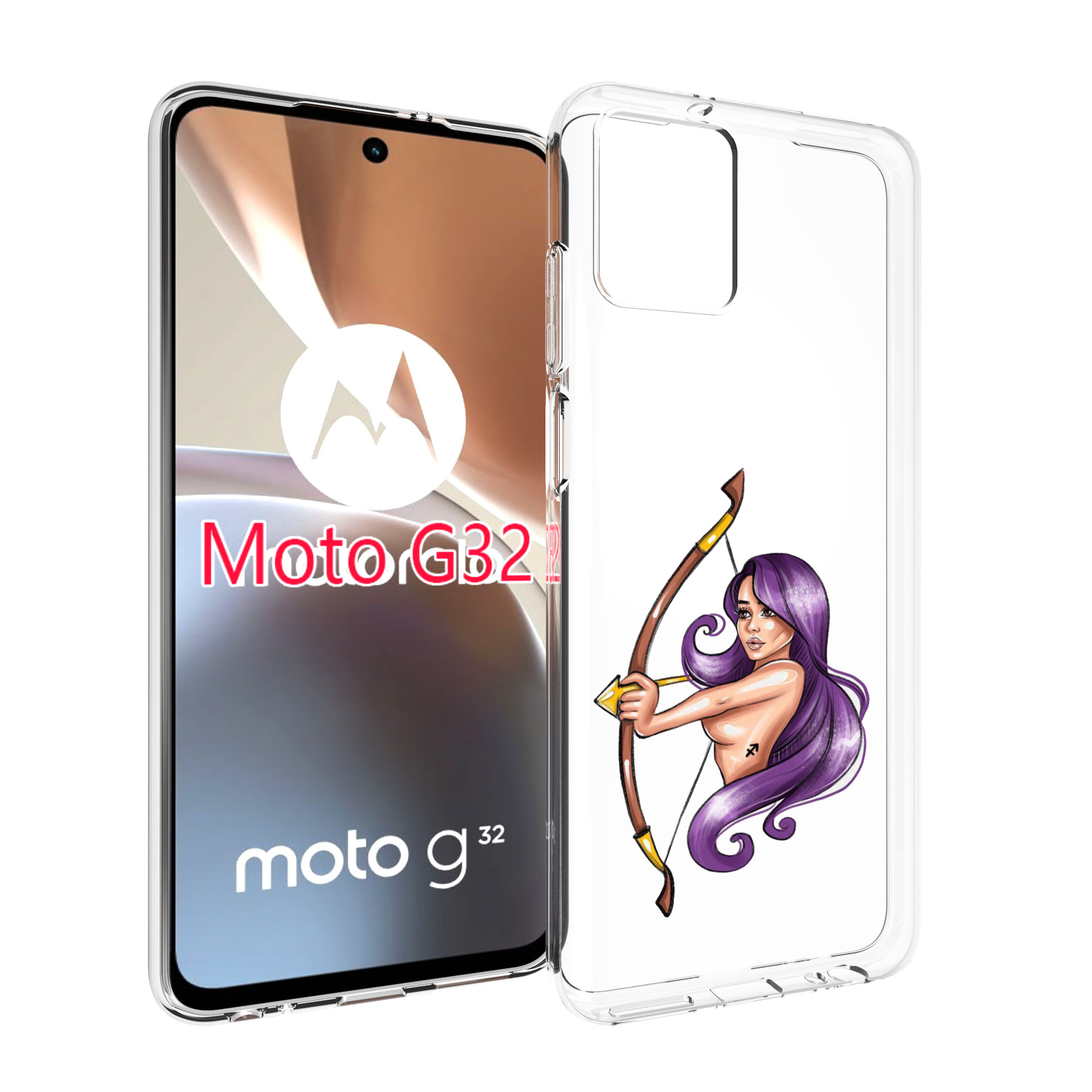 

Чехол MyPads Девушка-Стрелец женский для Motorola Moto G32, Прозрачный, Tocco