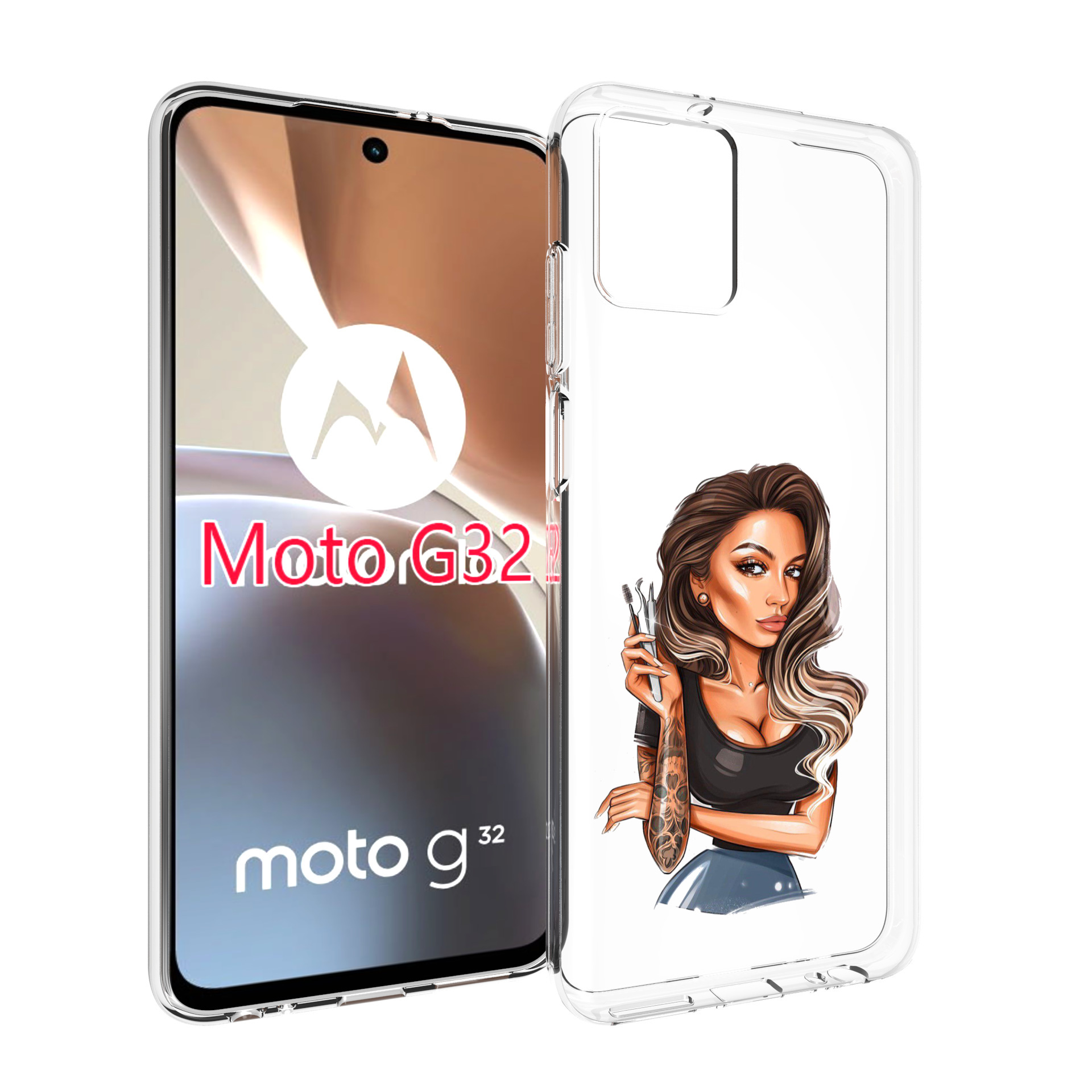 

Чехол MyPads Девушка-бровист для Motorola Moto G32, Прозрачный, Tocco