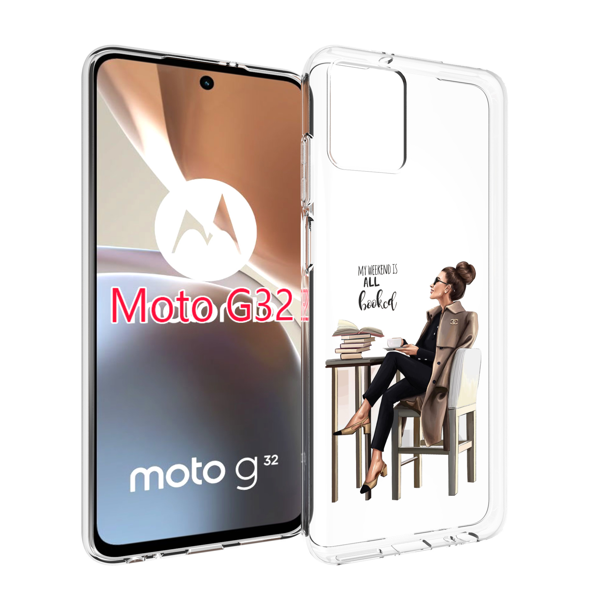 

Чехол MyPads Девушка-в-кофейне для Motorola Moto G32, Прозрачный, Tocco