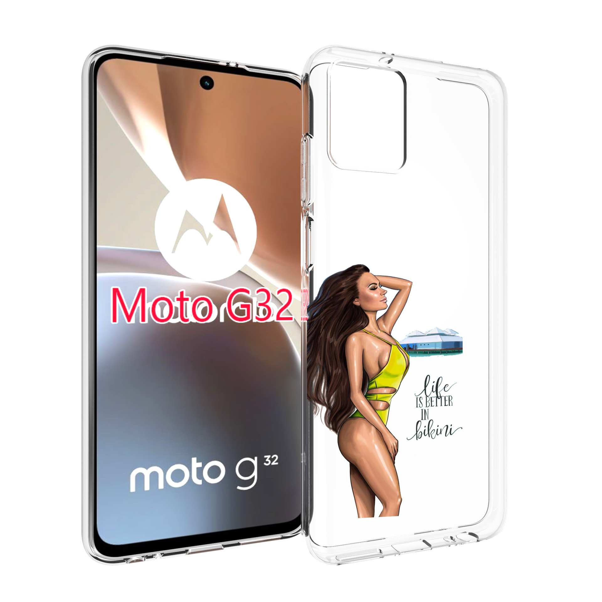 

Чехол MyPads Девушка-в-купальнике для Motorola Moto G32, Прозрачный, Tocco